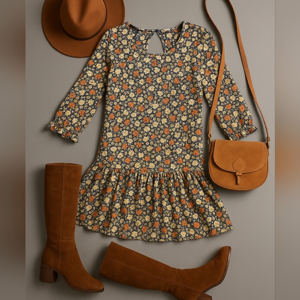 Free People Avenue Mini Dress Floral Ruffle Cutout Back Boho Festival Small